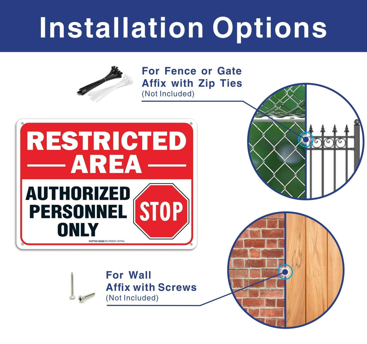 (4 pack) Restricted Area Sign Authorized Personnel Only, Do Not Enter Sign, 10 x 7 Inches .40 Rust Free Aluminum, UV Protected, Weather Resistant, Waterproof, Durable Ink，Easy To Mount