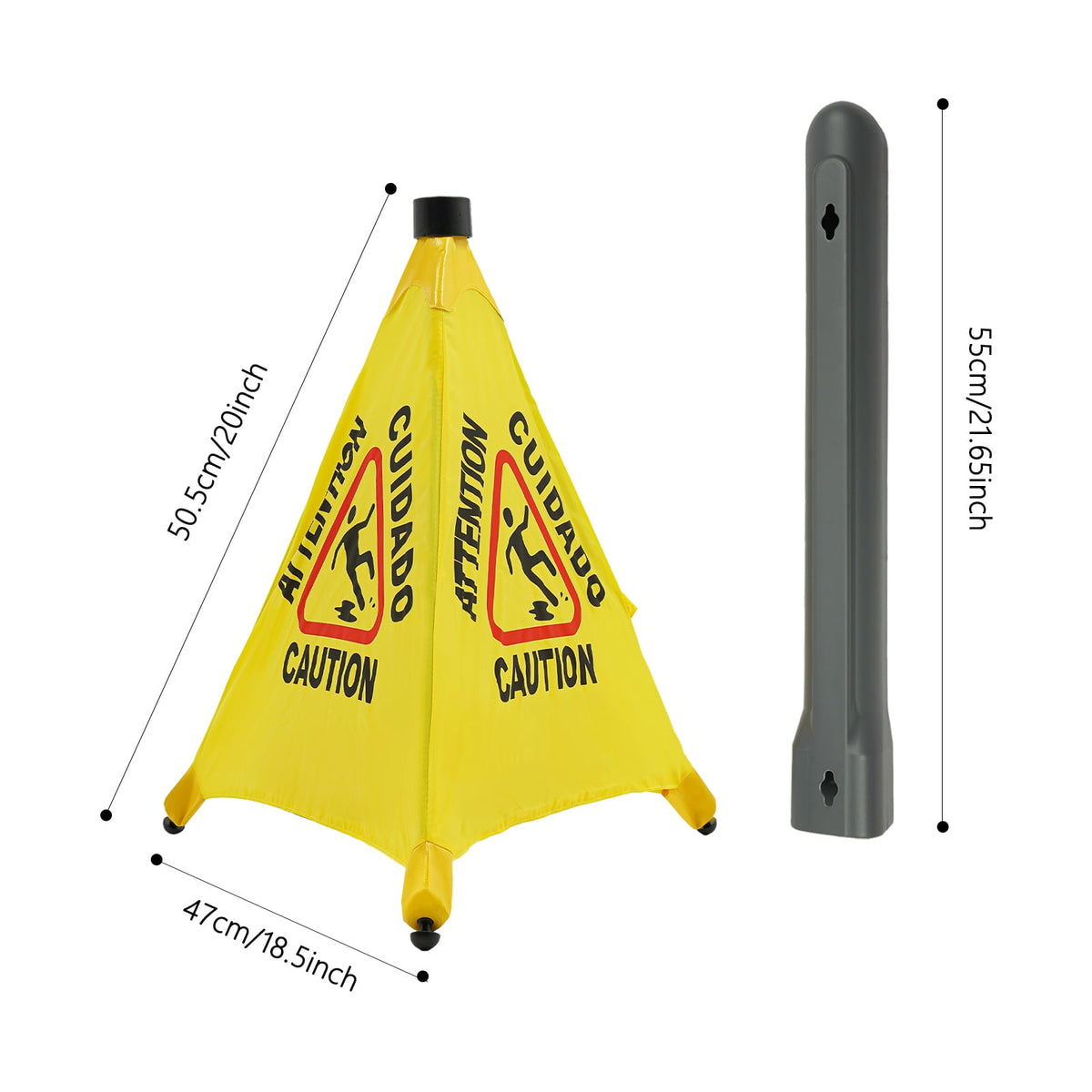 ToppiJoy 8 Pcs Wet Floor Sign with Storage Tube, 20 Inch Safety Signs, for Commercial Stores Grocery Restroom Office
