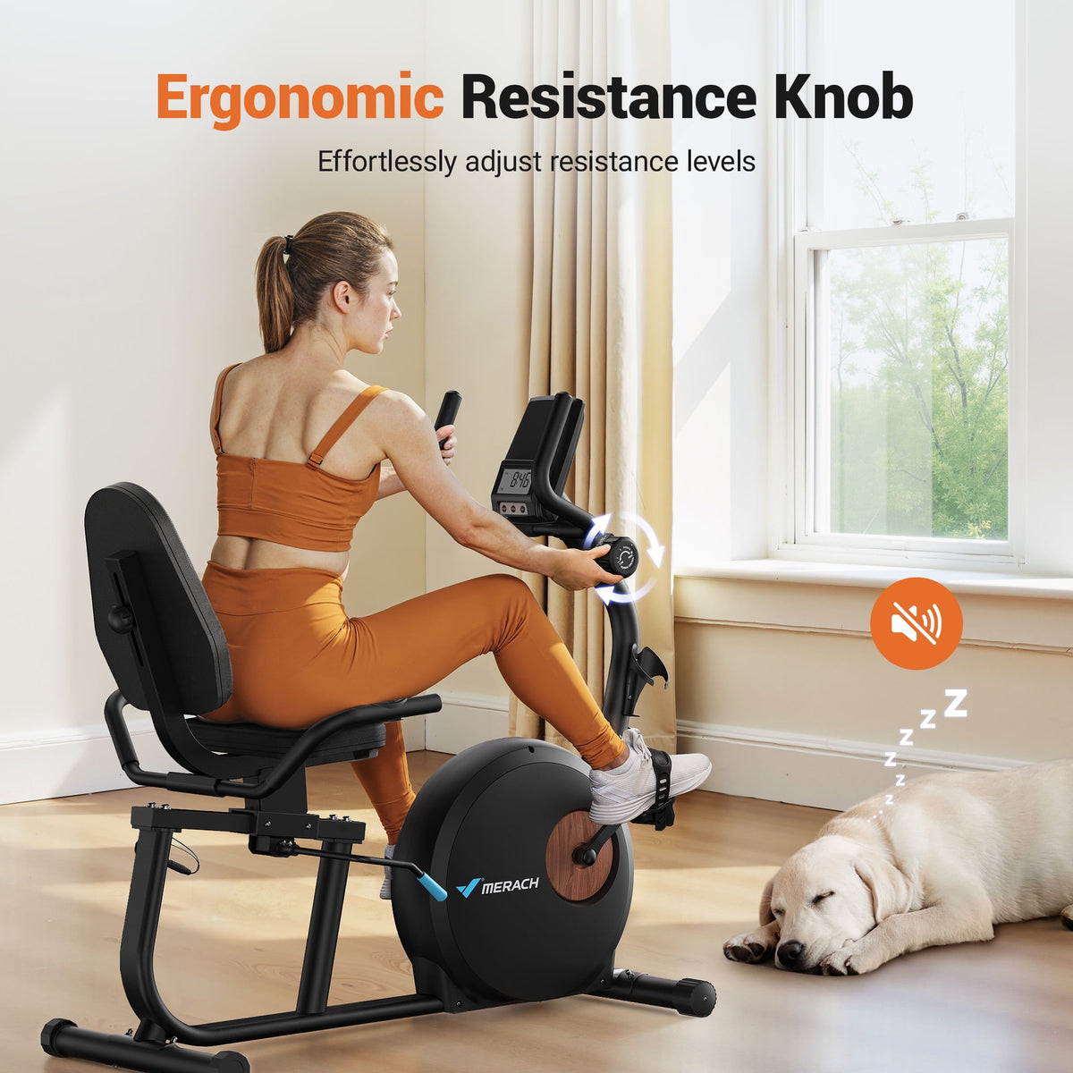 MERACH Exercise Bike, Recumbent Indoor Cycling Bicycle for Home with Smart Bluetooth and Exclusive App Connectivity, LCD, Heart Rate Handle