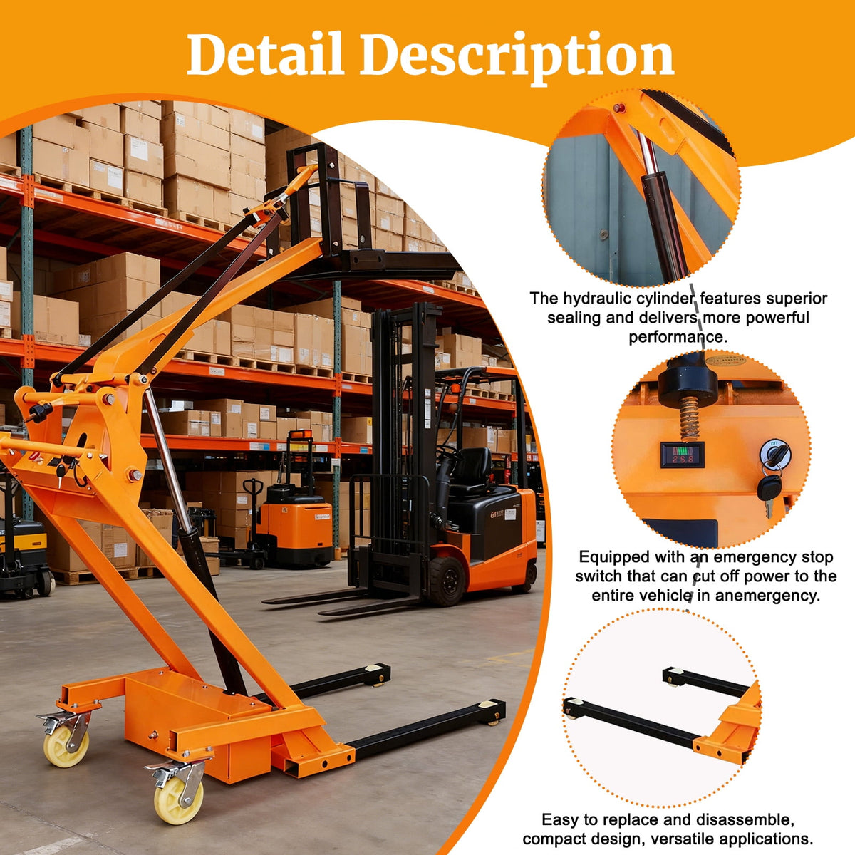 1100LBS Capacity Full Electric Pallet Stacker Walkie Forklift - 5.6FT Lifting Height Portable Material Handling Lift Truck with Foldable Design for Warehouse, Factory, Logistics & Retail