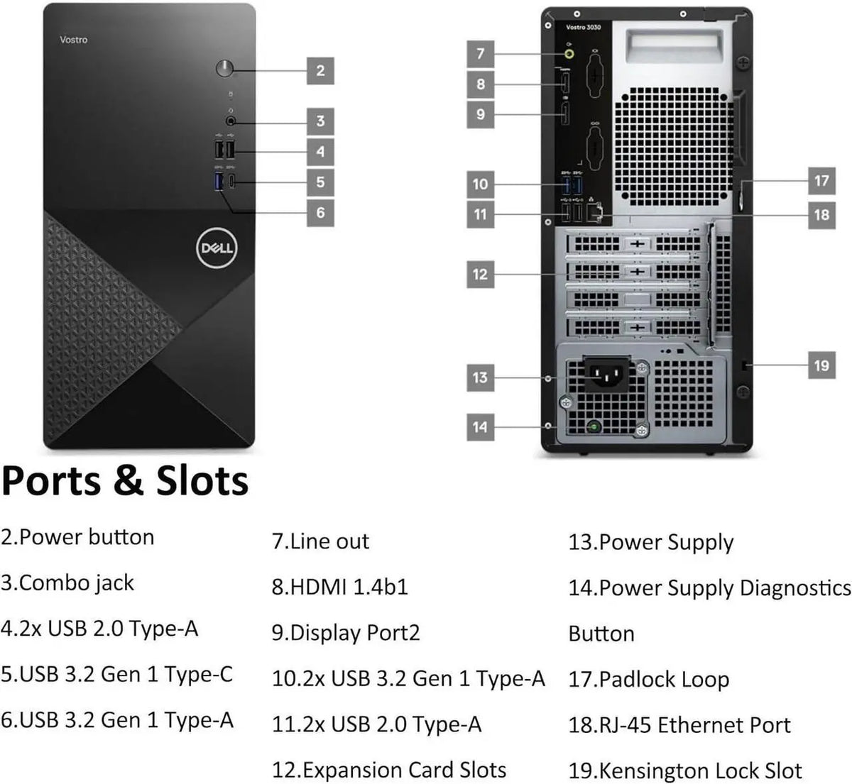 Dell Vostro 3030 Desktop, Intel Core i3-14100, 8GB DDR5, 1TB SSD, New