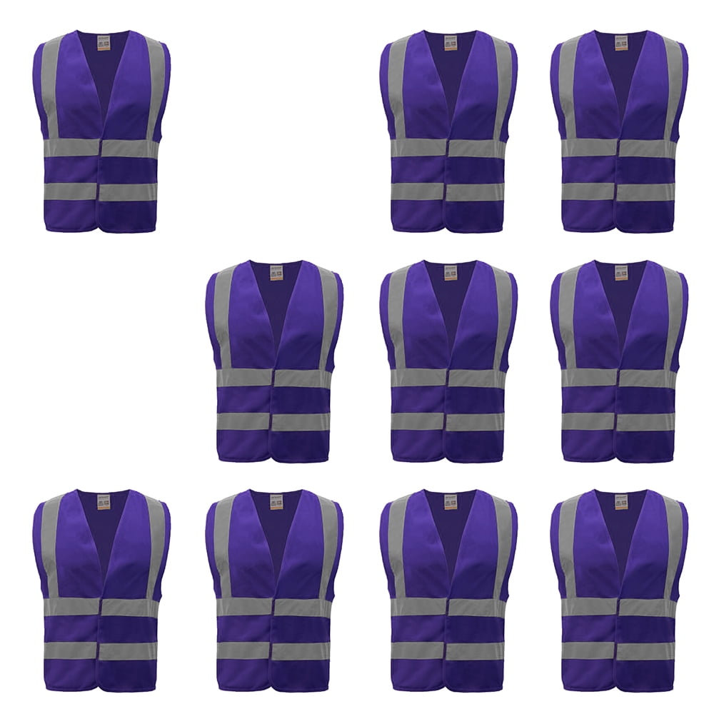 10 Pack Industrial Safety Vest with Reflective Stripes, ANSI / ISEA Class 2-Red-S
