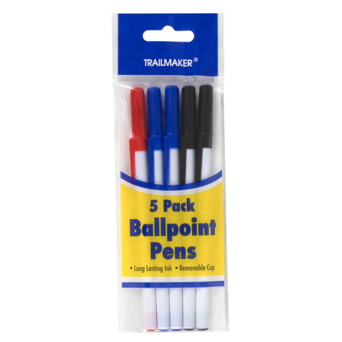 Trailmaker Ballpoint Pens Value Pack - Bulk - 500 Count, Black Blue Red Ink
