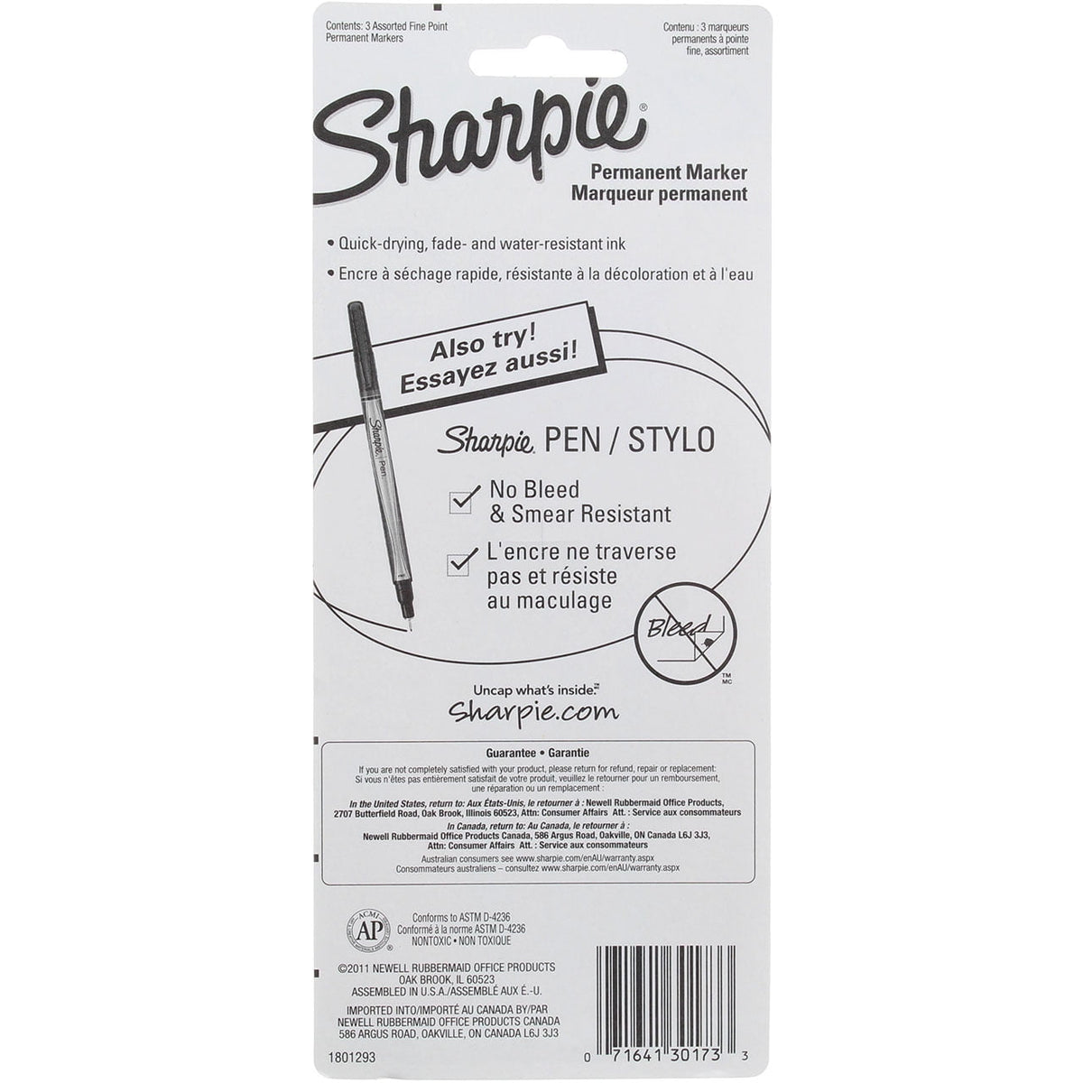Sharpie Original Fine Permanent Marker Pens, Fine, Black, Red, Blue, 3 Ct (6 pack) (Bundle)