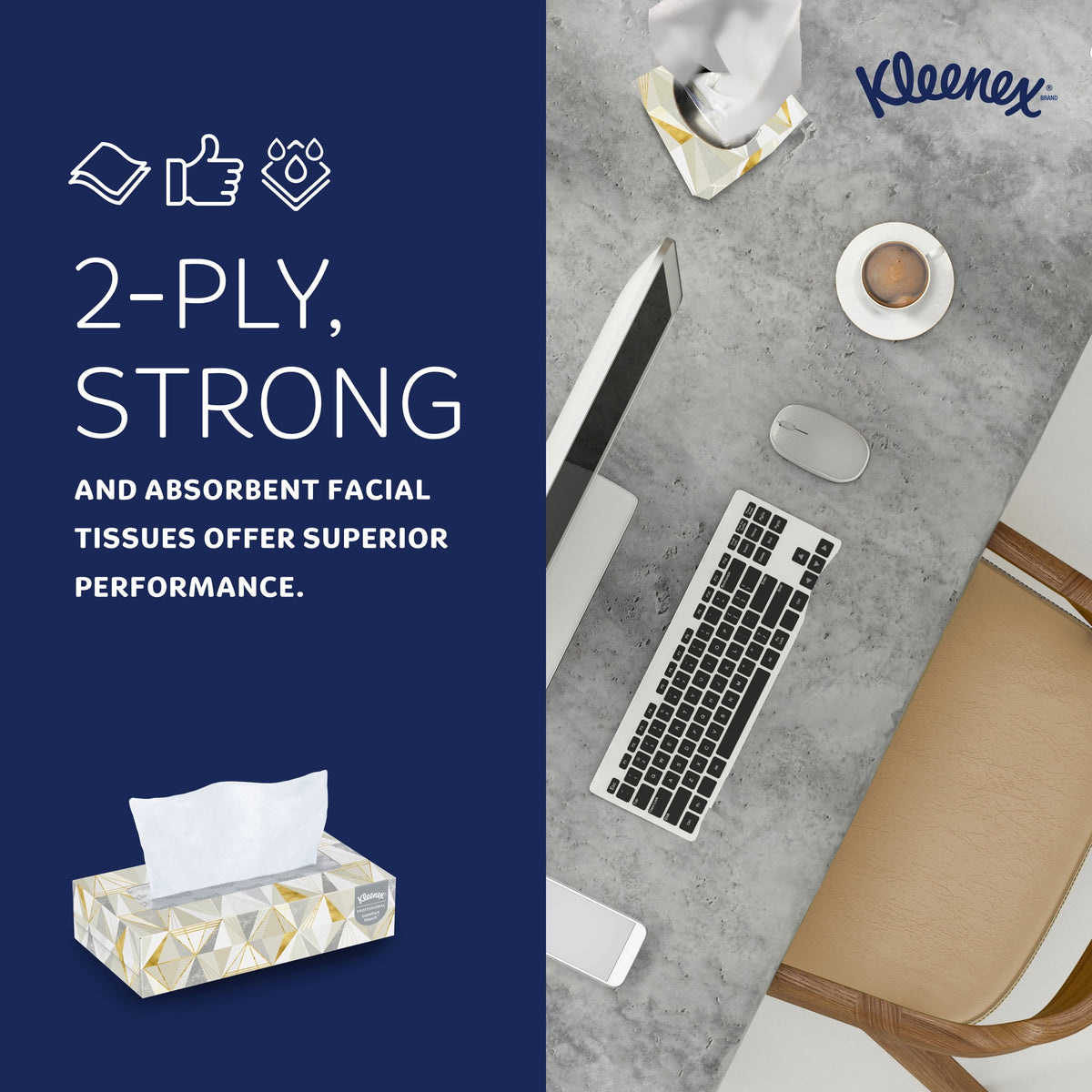 Kleenex® Professional Facial Tissue, Bulk (03076), 2-Ply, White, Flat Boxes Designed for Business, Convenience Case (12 Boxes, 125 Tissues Each)