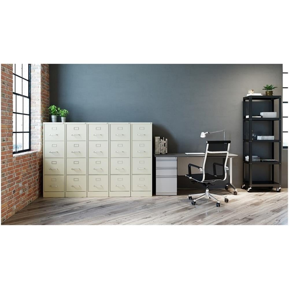 Pemberly Row 4 Drawer 26.5" Deep Letter File Cabinet in Light Gray, Fully Assembled