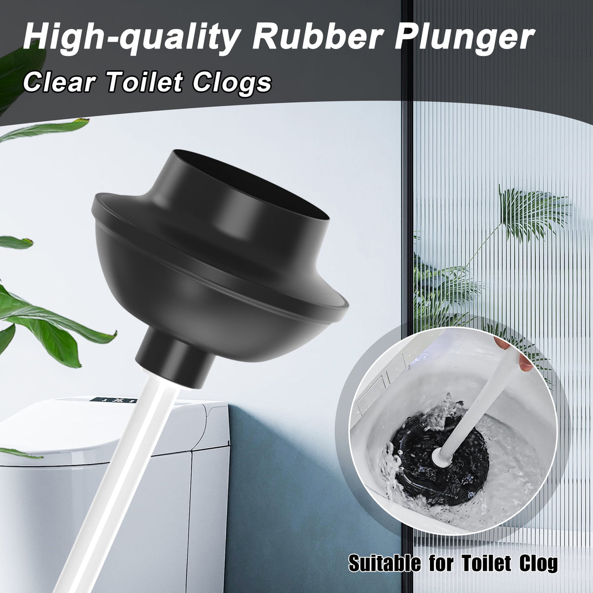 NEWE Toilet Plunger and Brush with Holder Set Heavy Duty