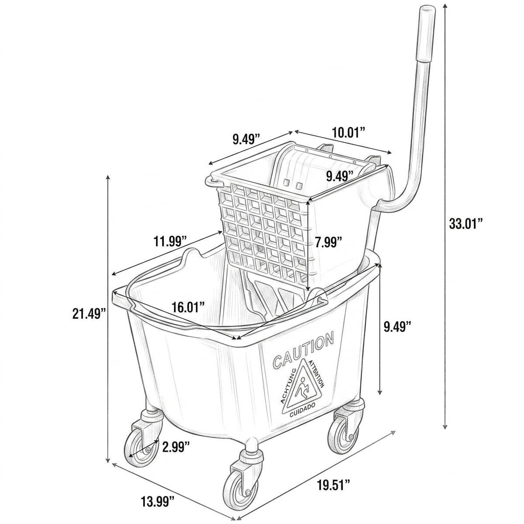 Kadyn Cleaner Machine, Vacuum Cleaner,26 Quart Side Press Wringer Commercial Mop Bucket