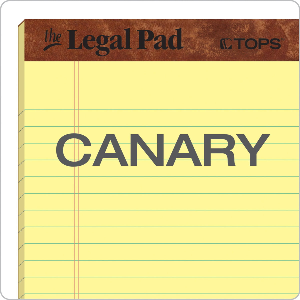 TOPS The Legal Pad Writing Pads, 5" x 8", Jr. Legal Rule, Canary Paper, 50 Sheets, 3 Pack (75013)