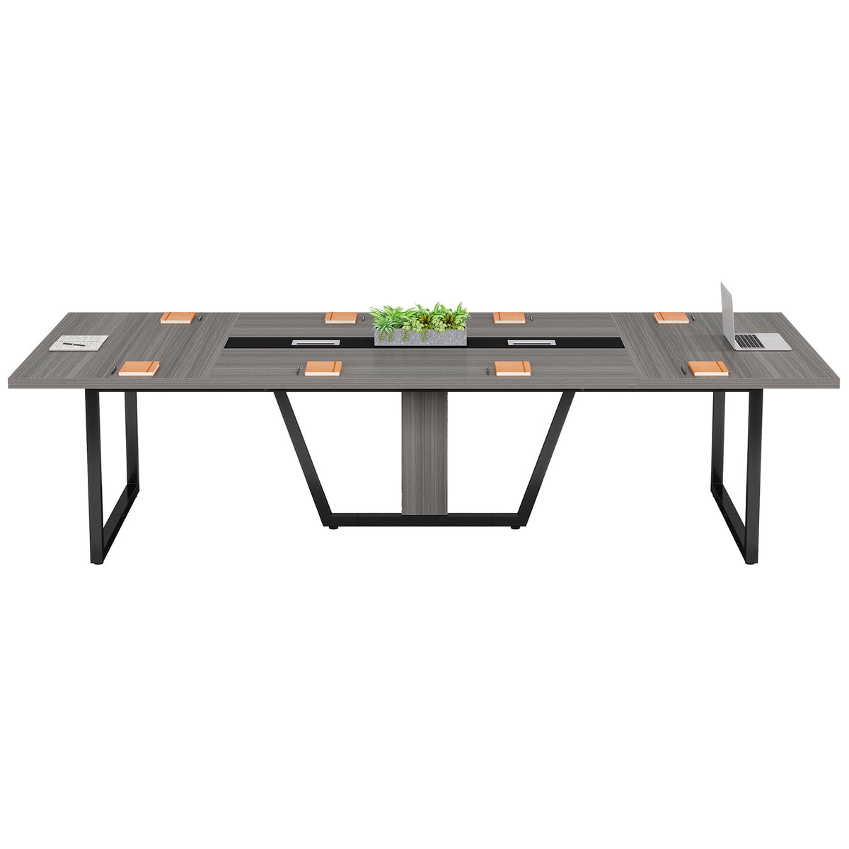 Fnova 94"Large Conference Table for 8-10 People, Modern Executive Meeting Table with Cable Management & Adjustable Feet, Heavy-Duty Office Conference Desk for Boardroom, Training Room