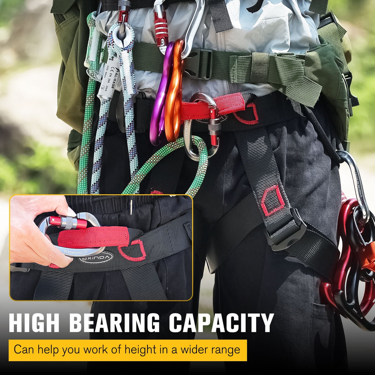 JELLOO Professional Thicken Climbing Harness, Safe Seat Belts - Waist Safety Harness for Rock Climbing, Wider Half Body Harness for Mountaineering, Fire Rescuing, Rappelling & Tree Climbing