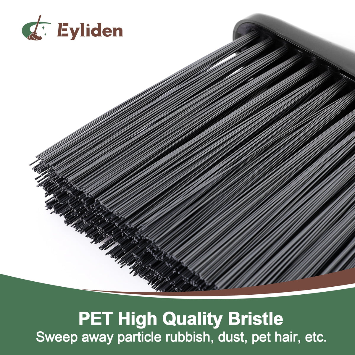 Eyliden Thicker Broom and Dustpan Set for Home with 54in Long Handle and Teeth Brush, Grey