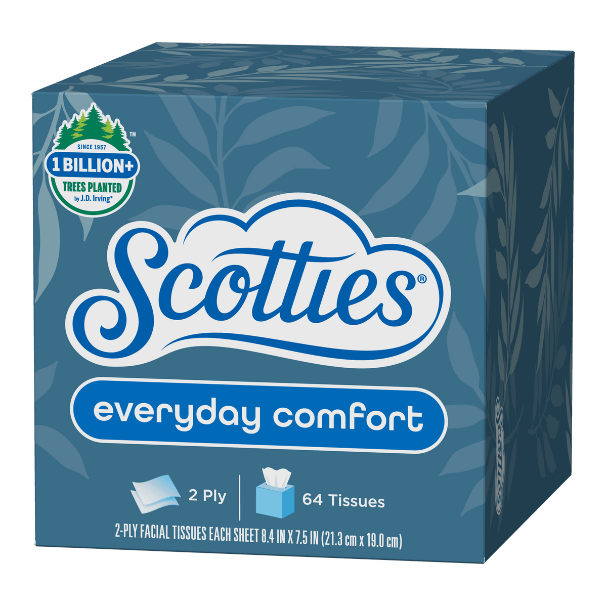 Scotties Everyday Comfort Facial Tissues, 4 Cube Boxes, 64 Facial Tissues per Box, 2-Ply (256 Total Sheets)