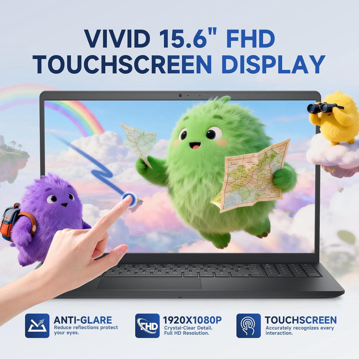 Dell 15 Touchscreen Business Laptop, 15.6" FHD Anti-Glare Display, AMD Ryzen 7 7730U, 16GB RAM, 512GB SSD, AMD Radeon Graphics, Windows 11 Pro