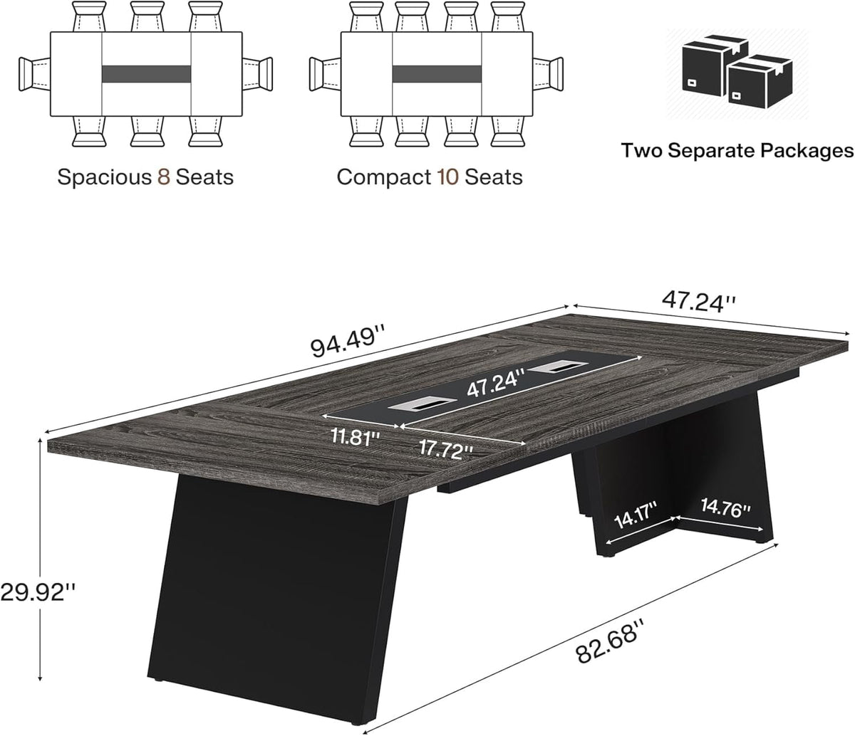 Tribesigns 8ft Conference Table, Large Meeting Table for 8-10 People, Business Seminar Furniture for Office Conference Room