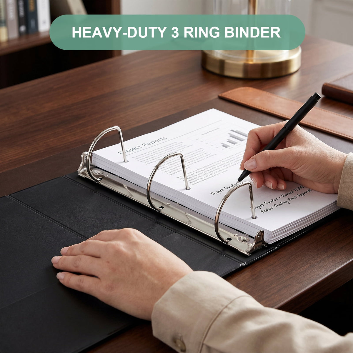 Comix Heavy-duty 4 Inch 3 Ring Binder with Clear Cover,D Ring, 835 Sheets Capacity, Office School Supplies, 2-Pack Black
