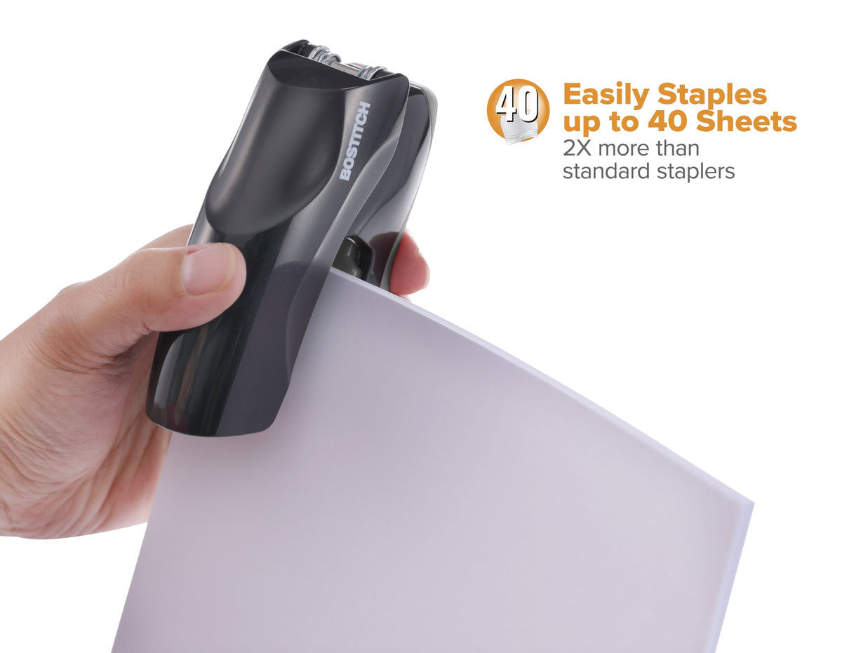 Bostitch Flat Clinch Manual Stapler, Stands Vertically or Horizontally and Staples up to 40 Sheets