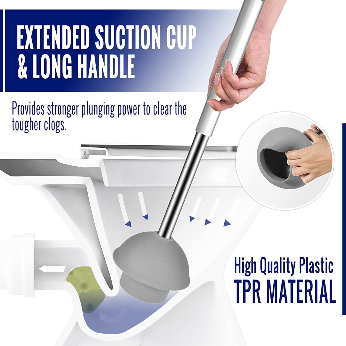 True Fresh 2 in 1 Toilet Brush and Plunger Set Stainless Steel - Toilet Plunger and Toilet Brush and Caddy Holder