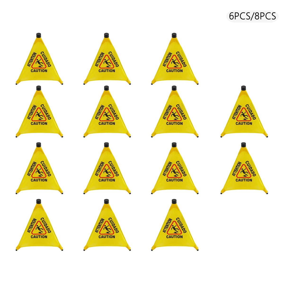 ToppiJoy 8 Pcs Wet Floor Sign with Storage Tube, 20 Inch Safety Signs, for Commercial Stores Grocery Restroom Office