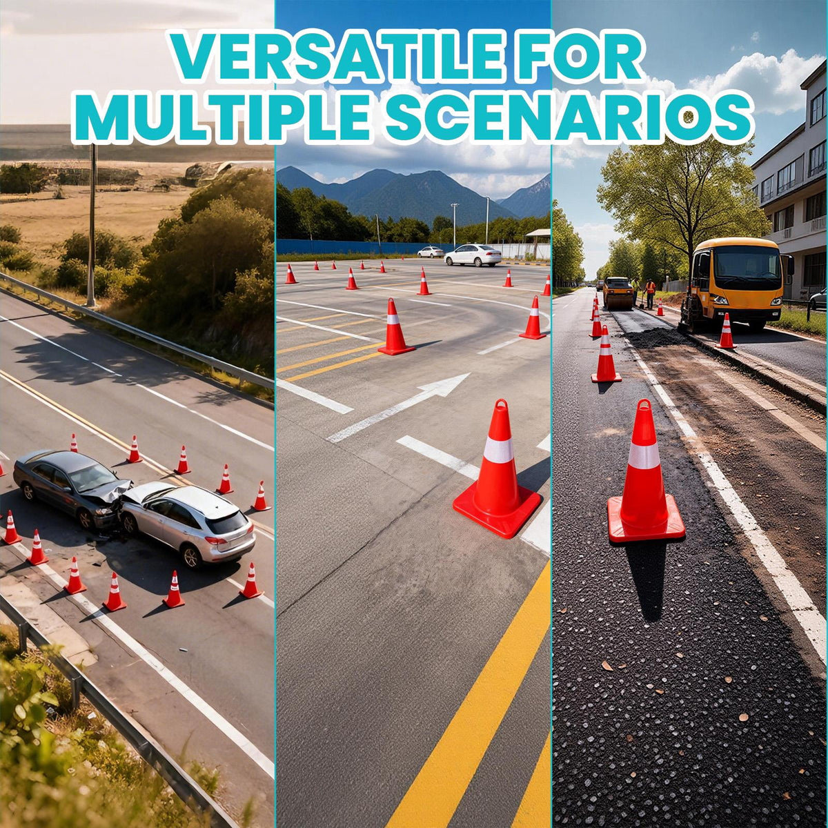 12 Cones Elements Cones PVC Material Safety Cones Traffic Cones, Reflective Collar Can Be Connected To A Chain High Resilience Impervious To Crushing, for Warehouse Parking Marking