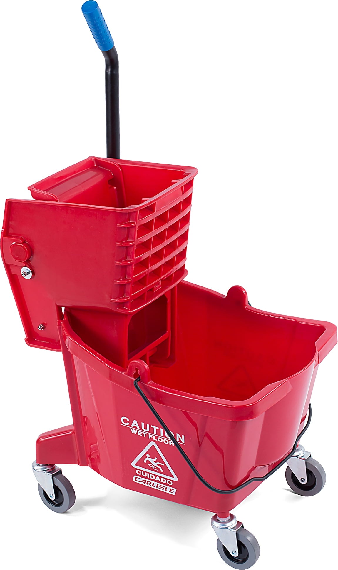 Carlisle Commercial Mop Plastic Bucket with Side Press Wringer, 26 Quart Capacity,