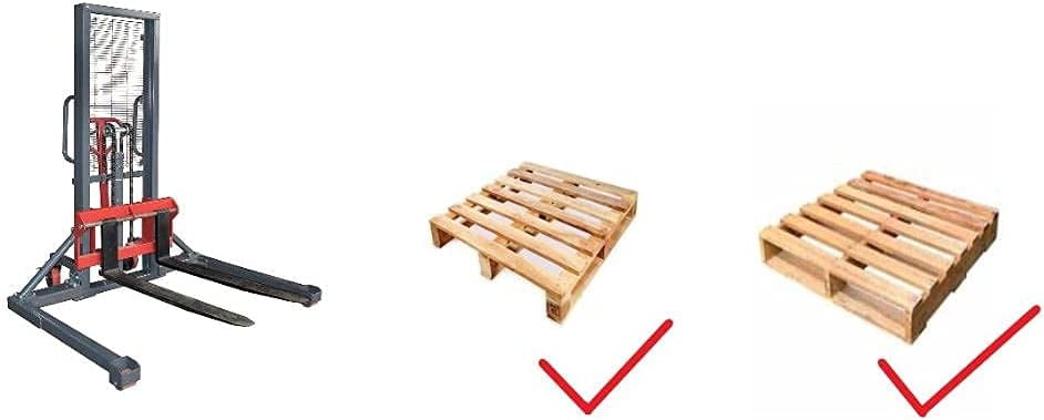 Pake Handling Tools Long Fork Manual Pallet Stacker Hand/Foot Pump Lift Truck Hydraulic Lift with Adjustable Fork and Straddle Legs, 2200 lbs Capacity, Lift Height 63", Fork 45.27" L, Leg 49.2" W