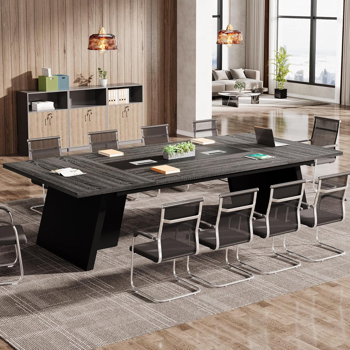 Tribesigns 8ft Conference Table, Large Meeting Table for 8-10 People, Business Seminar Furniture for Office Conference Room