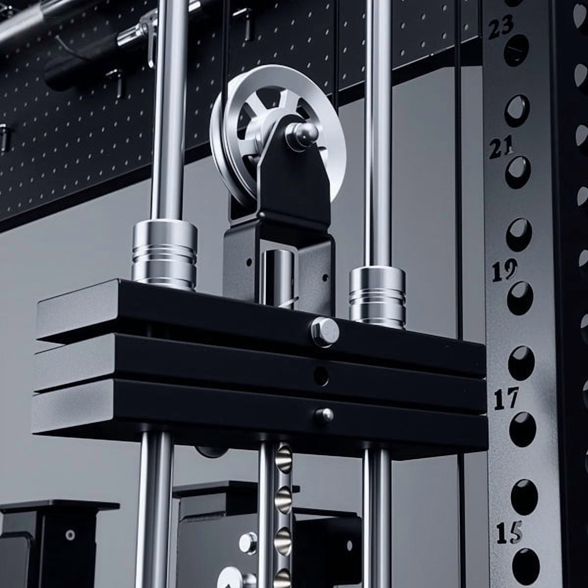 Mikolo Anubis-2.0 Smith Machine with Weight Stack, 3“×3” All-in-One Power Cage with LAT Pulldown & Cable Crossover, 3200LBS Multi-Function Trainer with Aluminum Pulley System for Fitness Home Gym