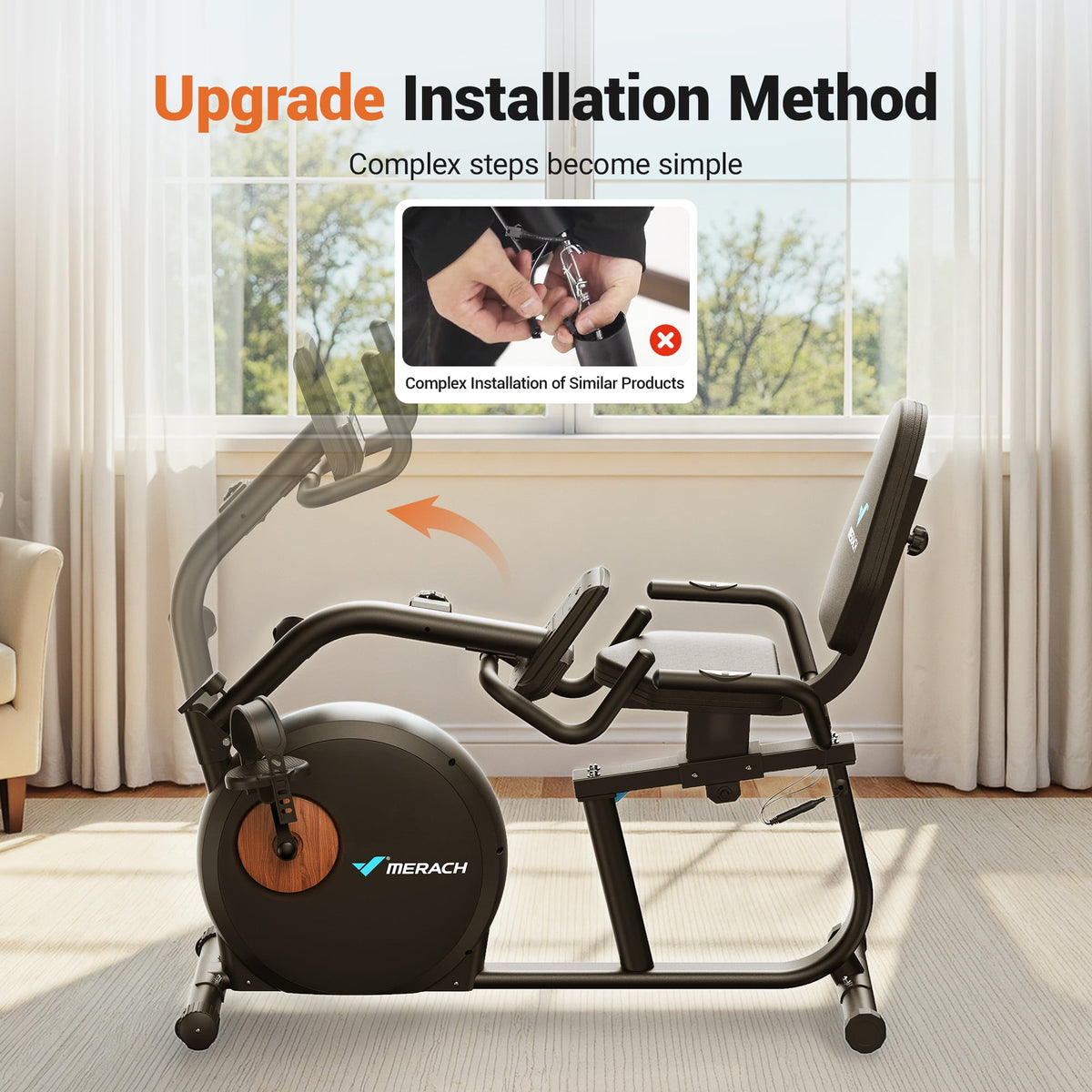 MERACH Exercise Bike, Recumbent Indoor Cycling Bicycle for Home with Smart Bluetooth and Exclusive App Connectivity, LCD, Heart Rate Handle