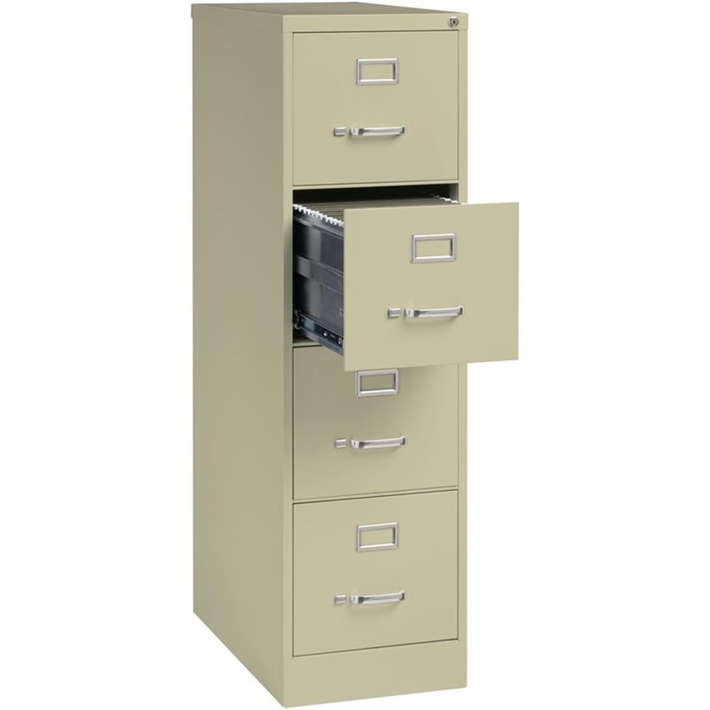 Pemberly Row 4 Drawer 26.5" Deep Letter File Cabinet in Light Gray, Fully Assembled