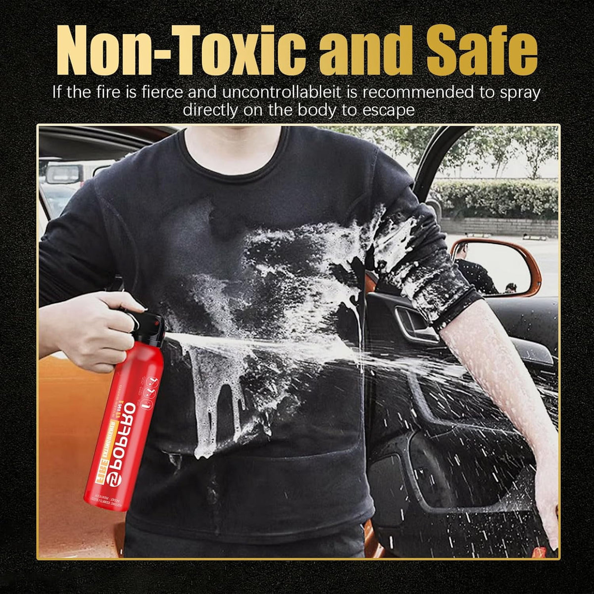2 Pcs Portable Fire Extinguisher | 4-in-1 Small Fire Extinguisher for Home, Garage, Kitchen, Car | For Electric, Textile and Grease Fires |Easy Clean | Wall Mount Incl