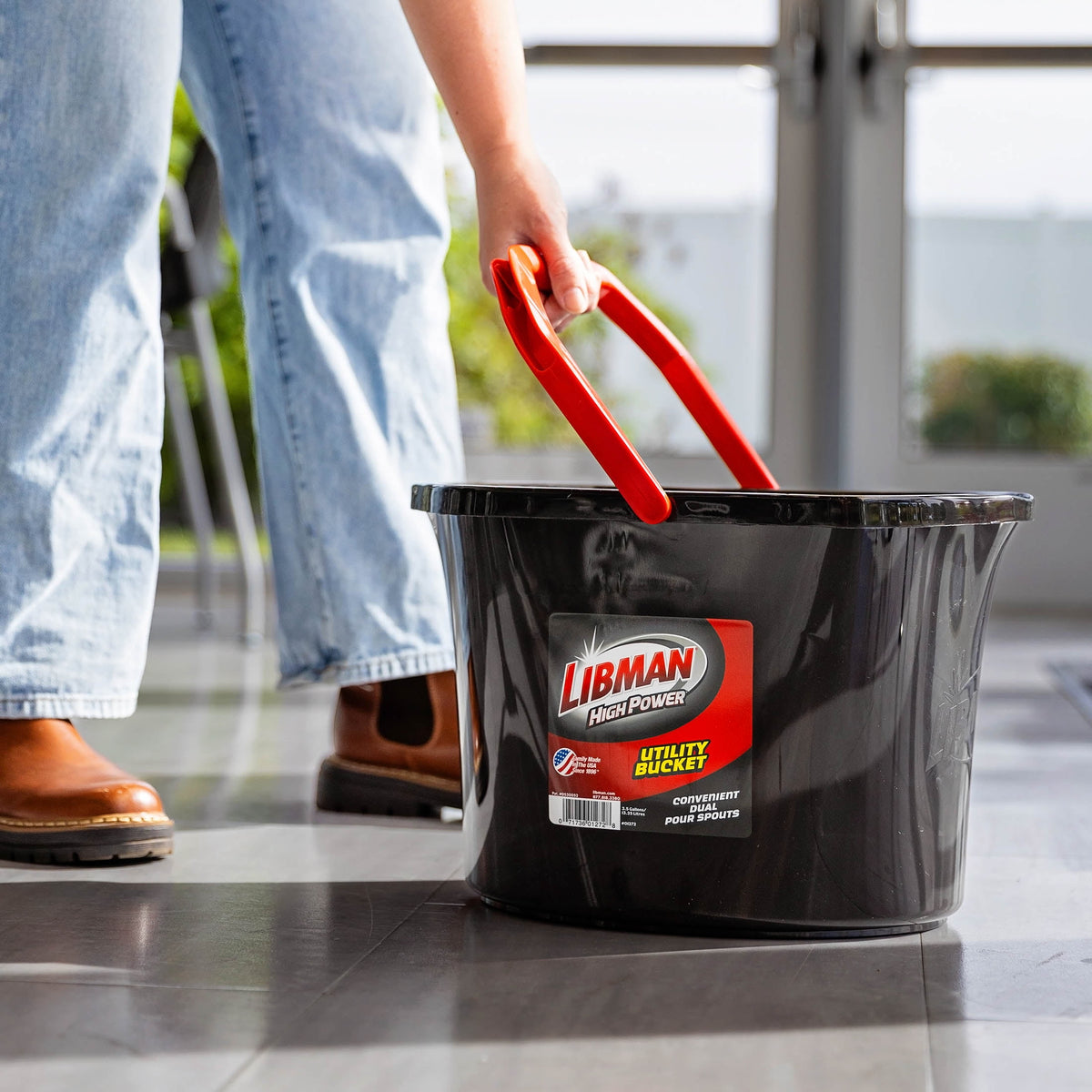 Libman High Power Utility Bucket 3.5 Gallon Black Polypropylene with Ergonomic Handle