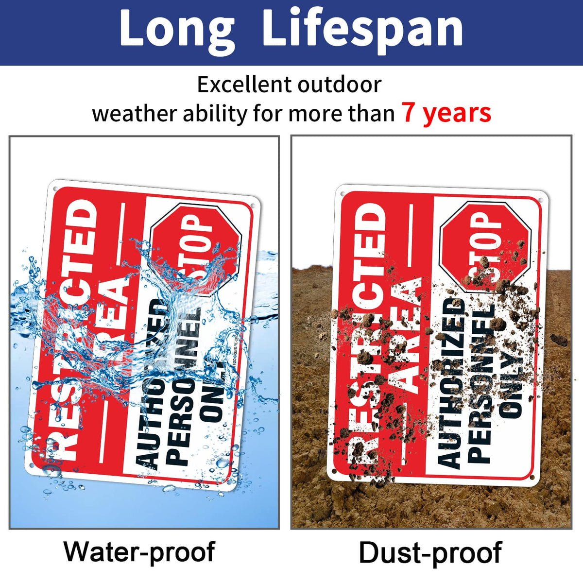 (4 pack) Restricted Area Sign Authorized Personnel Only, Do Not Enter Sign, 10 x 7 Inches .40 Rust Free Aluminum, UV Protected, Weather Resistant, Waterproof, Durable Ink，Easy To Mount
