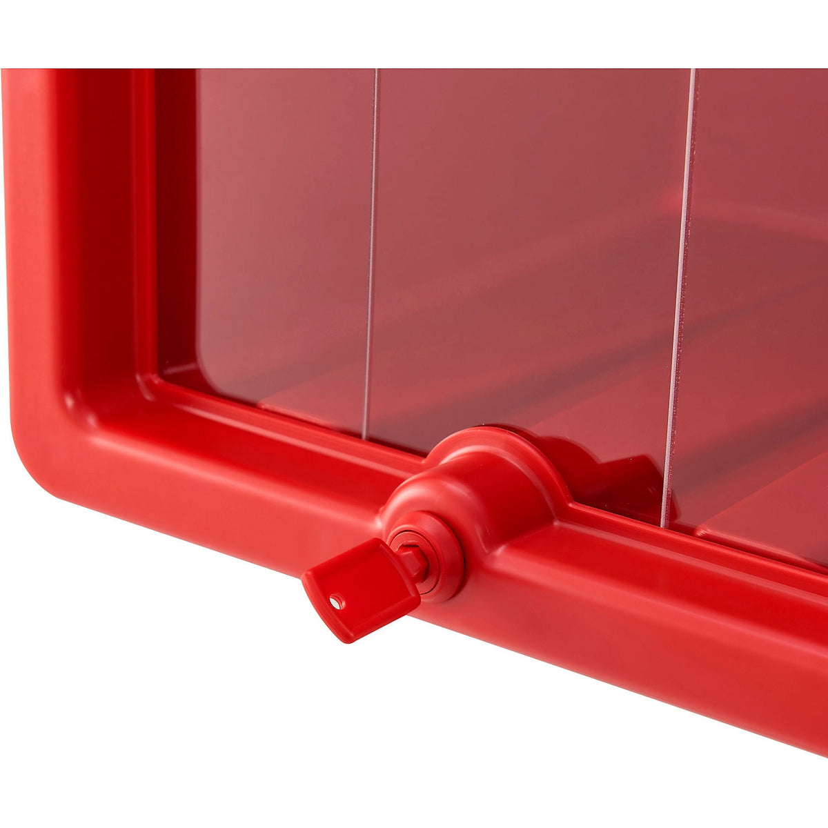 Global Industrial Plastic Fire Extinguisher Cabinet with Window, Fits 10 lbs., Red