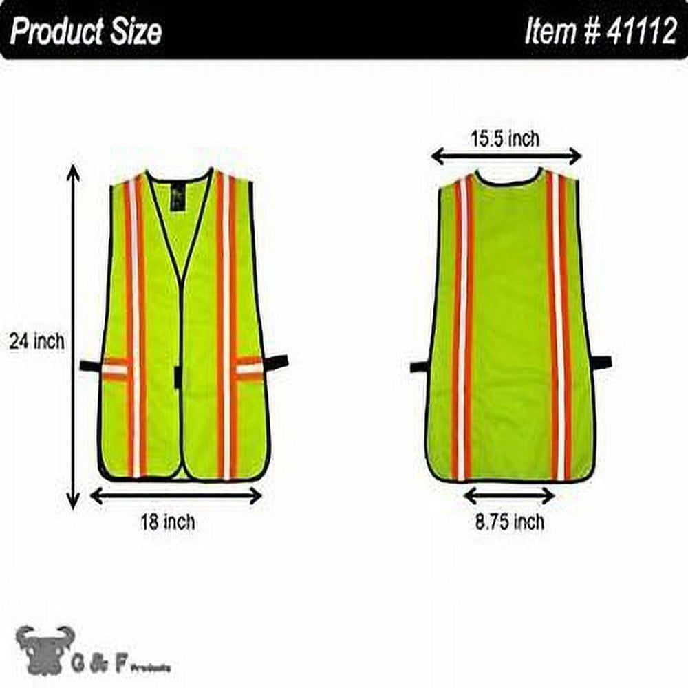 G & F Hi-Vis Safety Vest, Reflective Mesh Construction Work Vest, Neon Lime Green, Men & Women, One Size