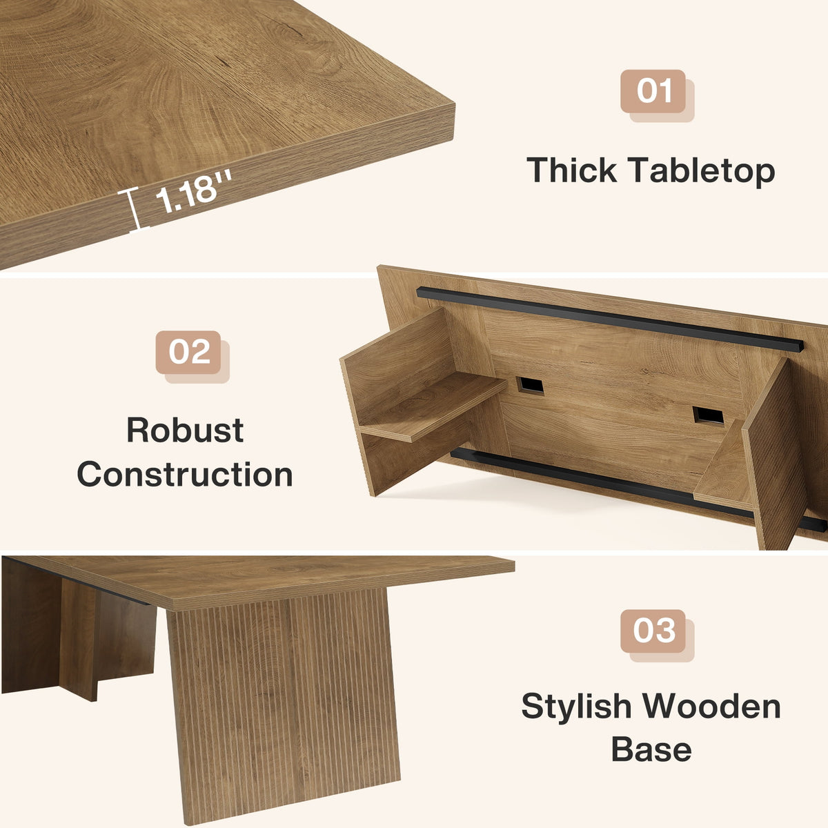 Tribesigns Conference Table, 8ft Conference Room Table for 10 People, Large Meeting Desk with Cable Grommet for Office Conference