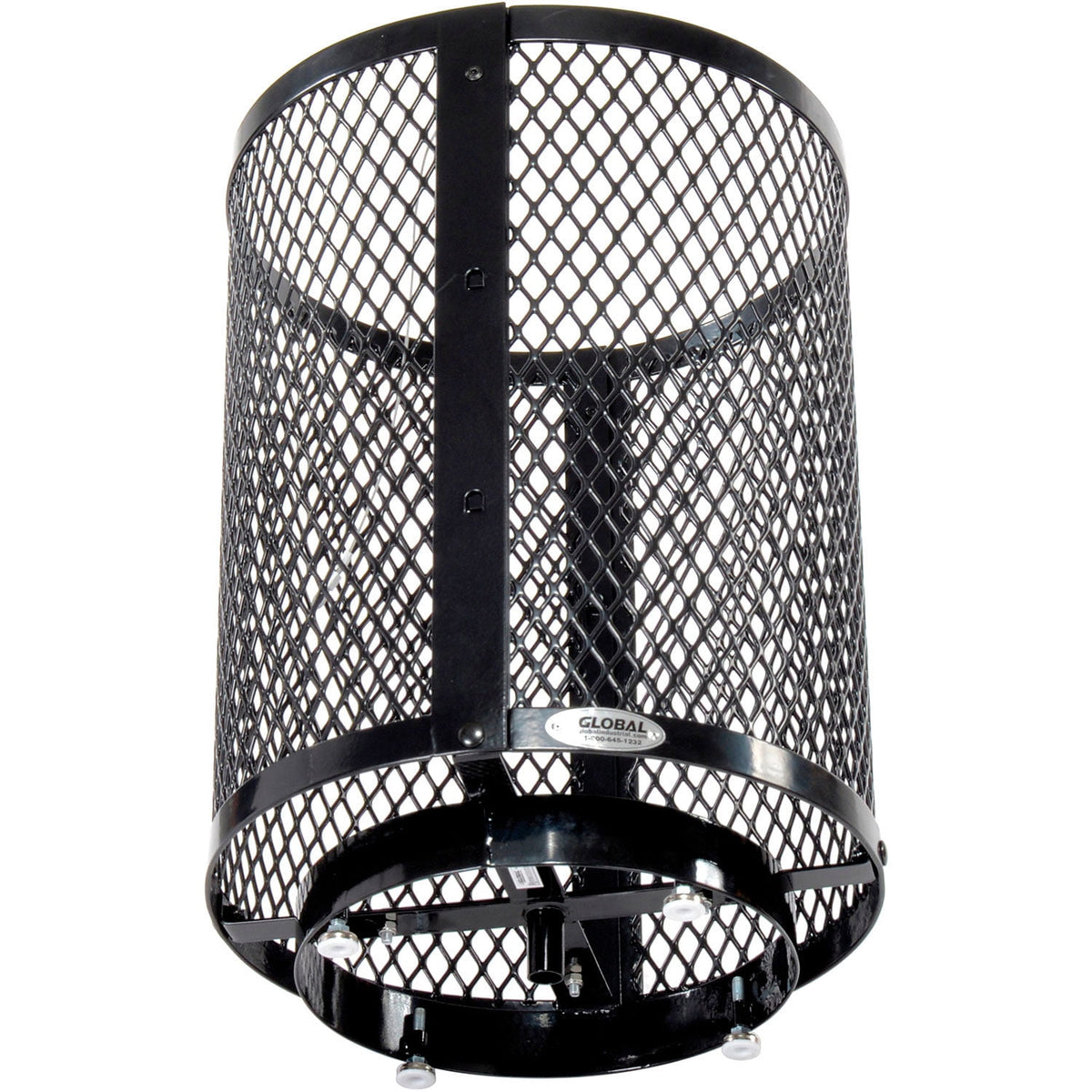 Global Industrial GBE261948BKD Outdoor Diamond Steel Trash Can with Base, 36 gal, Black
