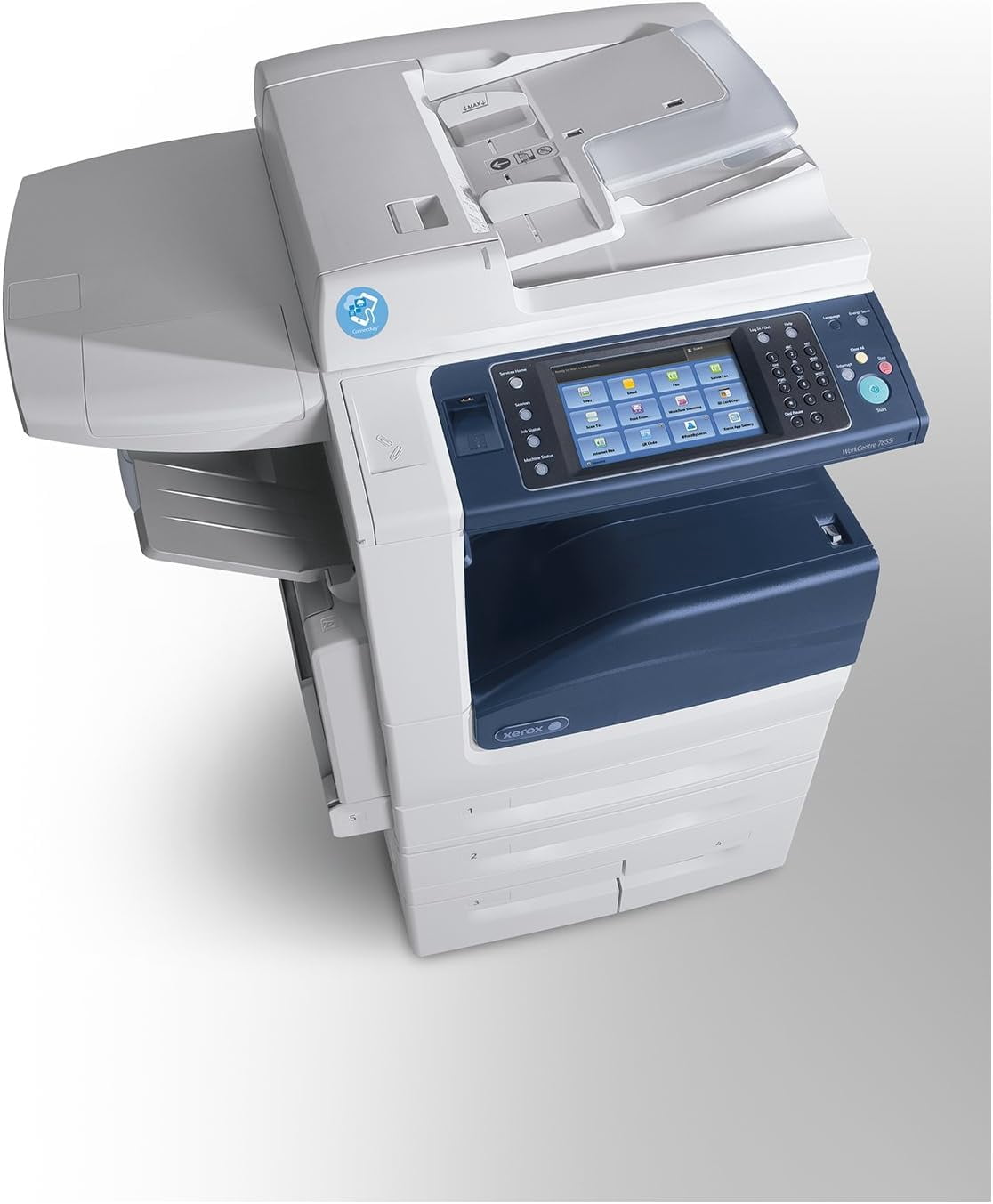Restored Xerox WorkCentre 7855i Color Laser Multifunction Printer – 55 PPM, Copy, Print, Scan, Auto Duplex, Network, Tabloid/Ledger, High-Capacity Trays