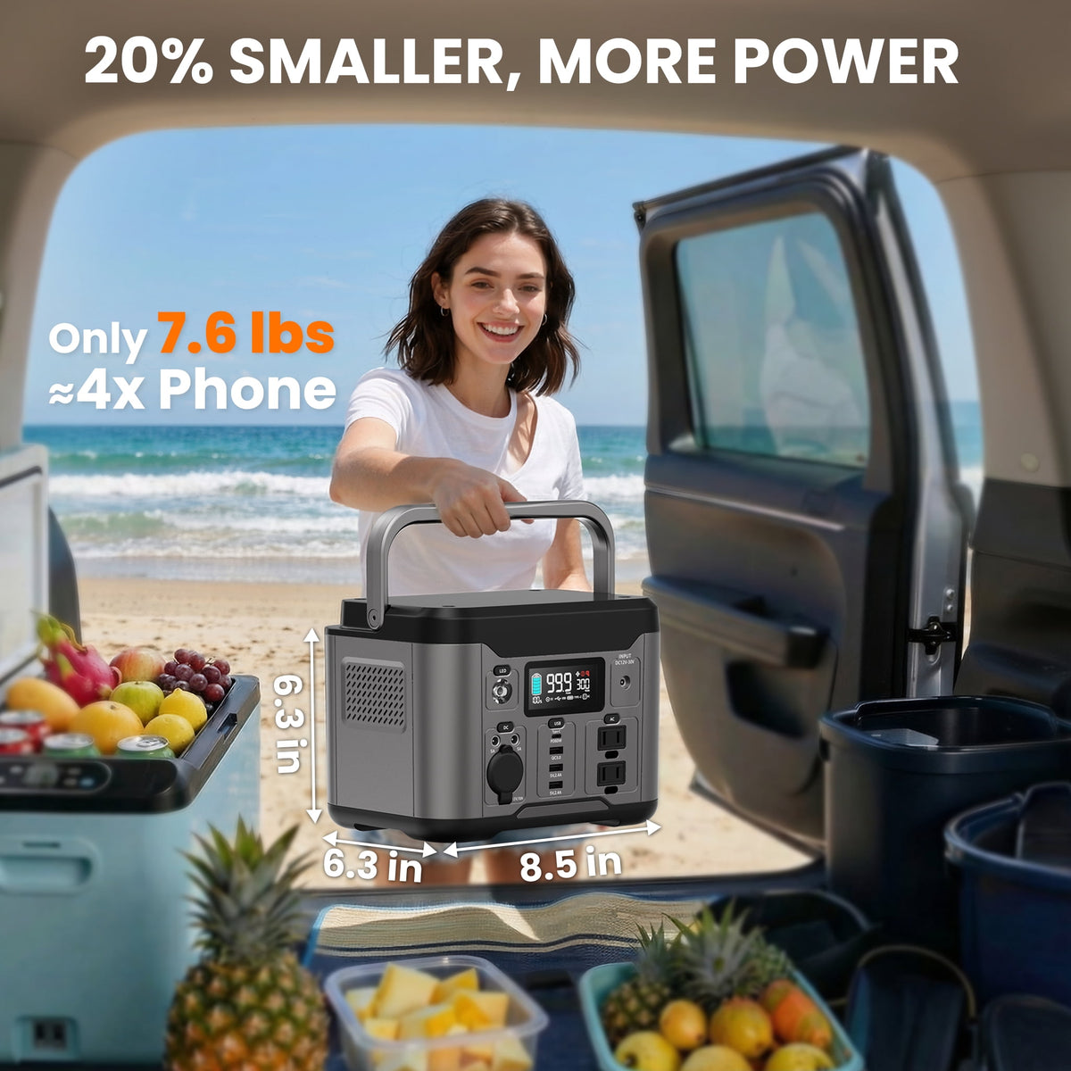 Qunler 300W 296Wh Portable Power Station, 60W PD Usb-C Backup Power Supply with Pure Sine Wave 120V AC Outlet for Outdoor Camping, Home Use and Emergencies, Gray