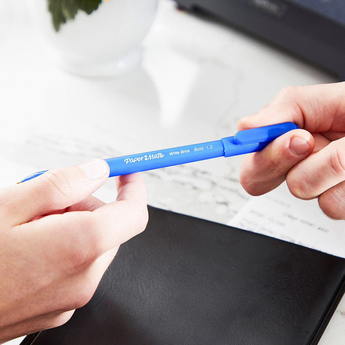 Paper Mate Ballpoint Pens, Write Bros. Blue Ink Pens, Medium Point (1.0mm), 60 Count