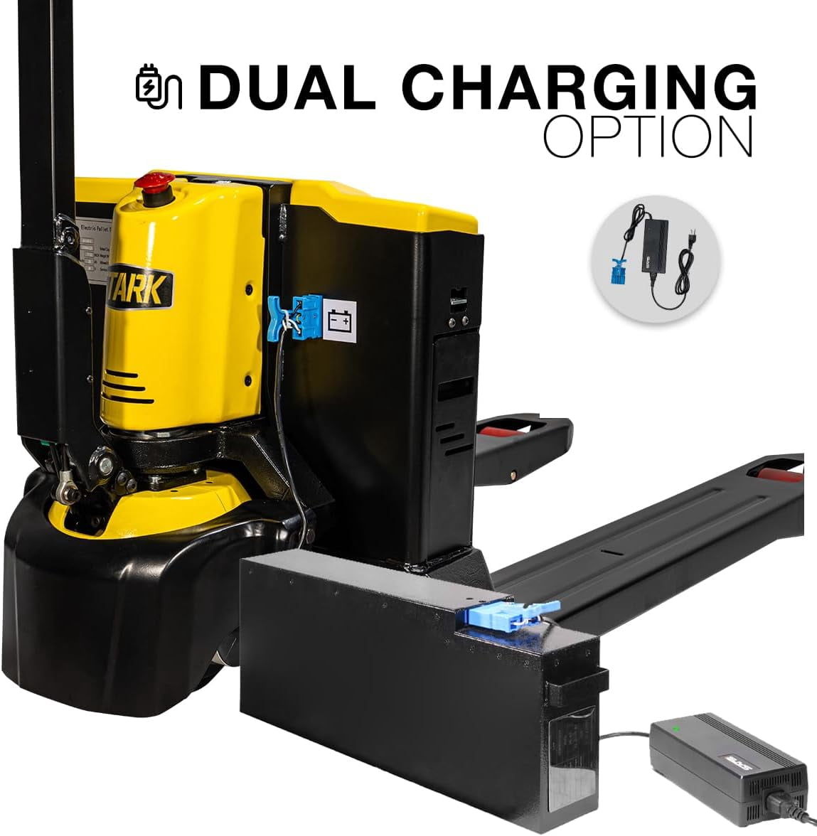 Stark USA Full Electric Pallet Jack Truck, 3300LB Capacity Motorized Pallet Lift Trucks, 48" x 27" Fork Size, Powered Lithium Battery Truck For Indoor Storage & Material Handling, Set Of 2