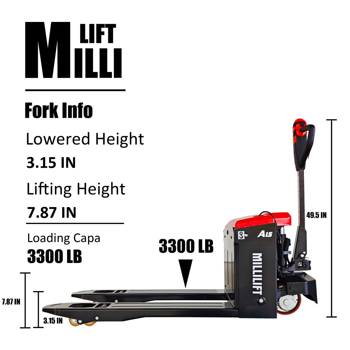 Millilift 3300LB Max Weight Electric Pallet Truck