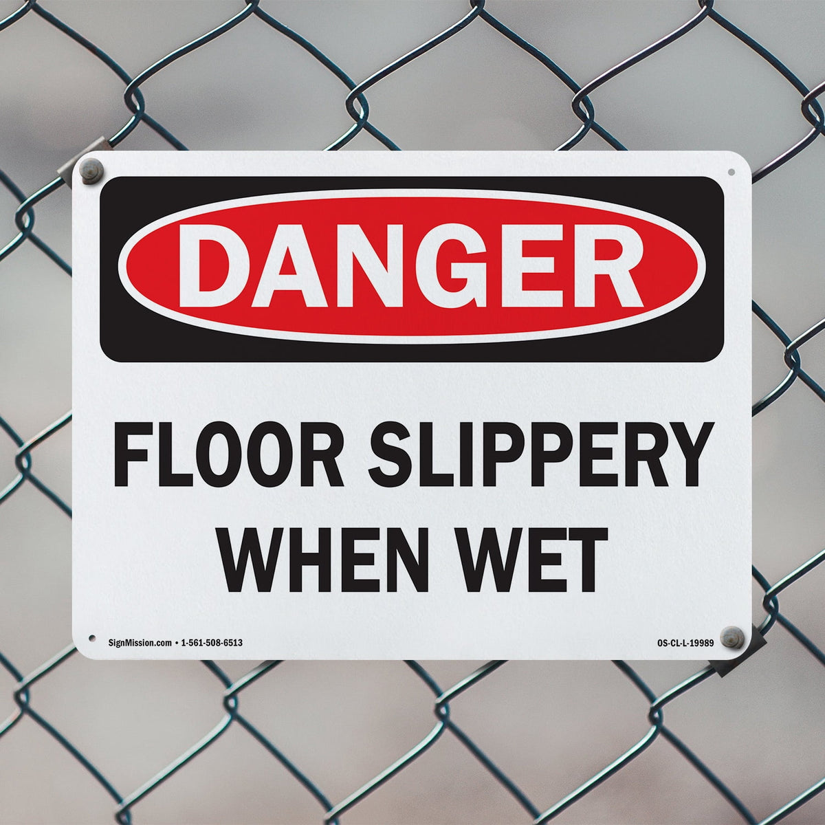 Floor Slippery When Wet OSHA Danger Aluminum Sign 18 Inch x 12 Inch - 10 Pack