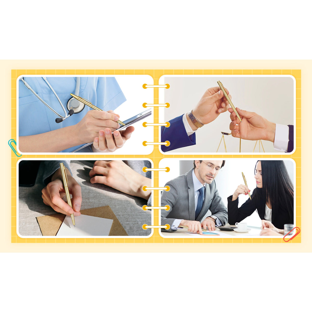Qianfeng 25 Pack Bulk Gold Pens (2 Styles) Retractable Ballpoint Pens with Black Ink, 1.0mm Tip, Ideal for Wedding Favors and Office Business Use