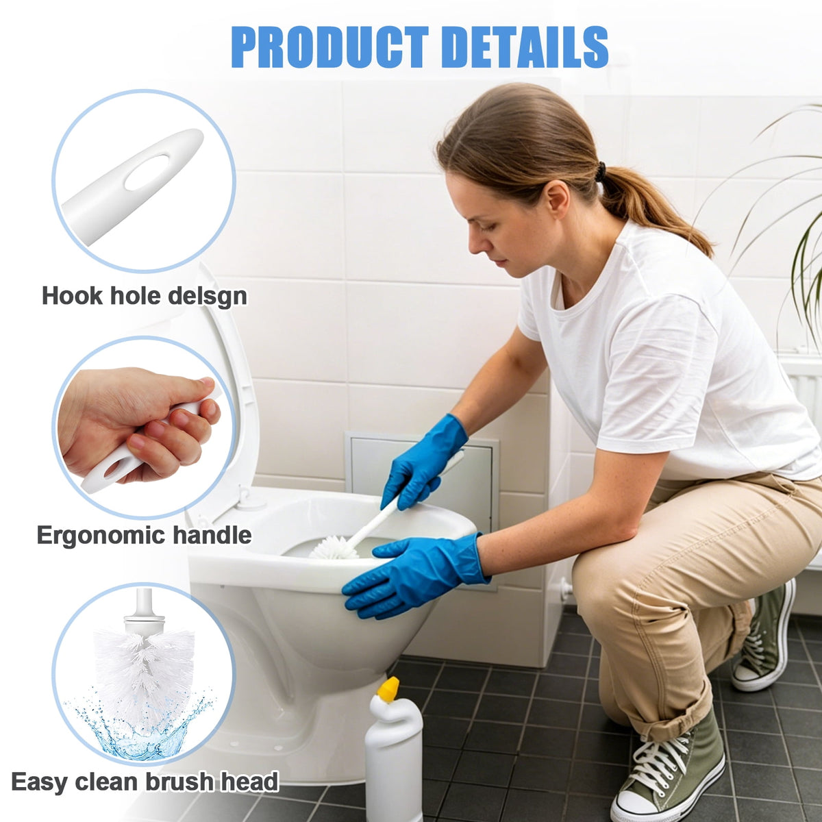 15 Pcs Commercial Heavy-Duty Toilet Brushes – 14.2-inch Long-Handled Toilet Cleaning Brushes, for Bathroom Cleaning Supplies ,White