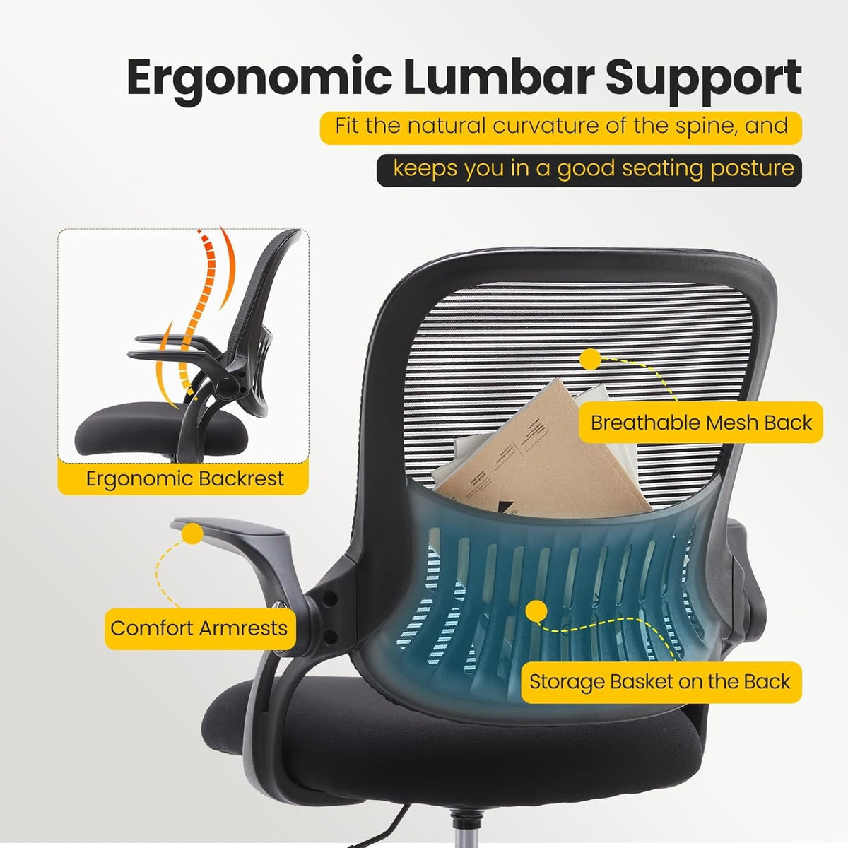 Nextay Tall Drafting Chair - Ergonomic Office Stool with Flip-Up Arms, Footrest & Lumbar Support