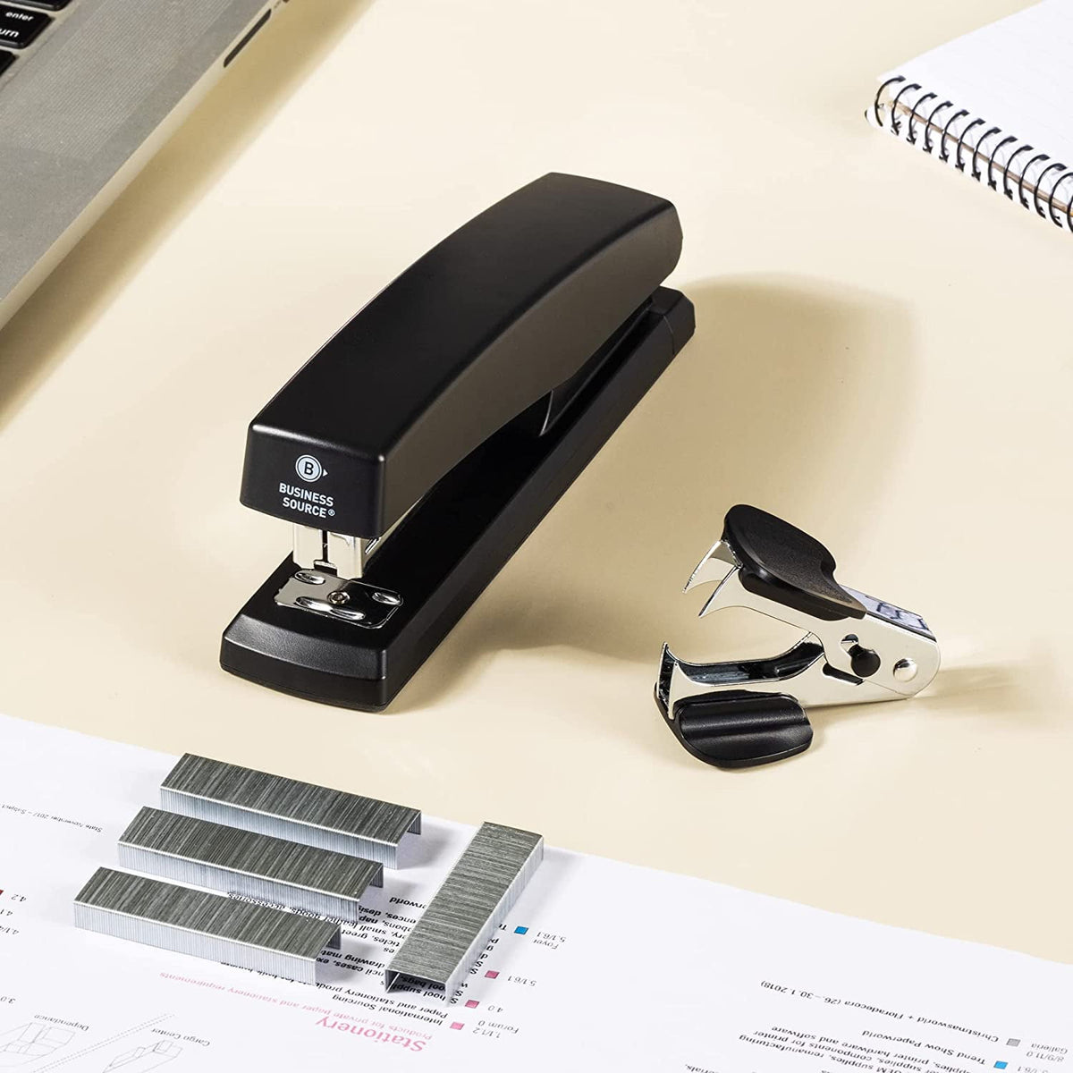 Deli Stapler, Desktop Stapler, Office Stapler, 20 Sheet Capacity, Includes 1000 Staples and Staple Remover, Black