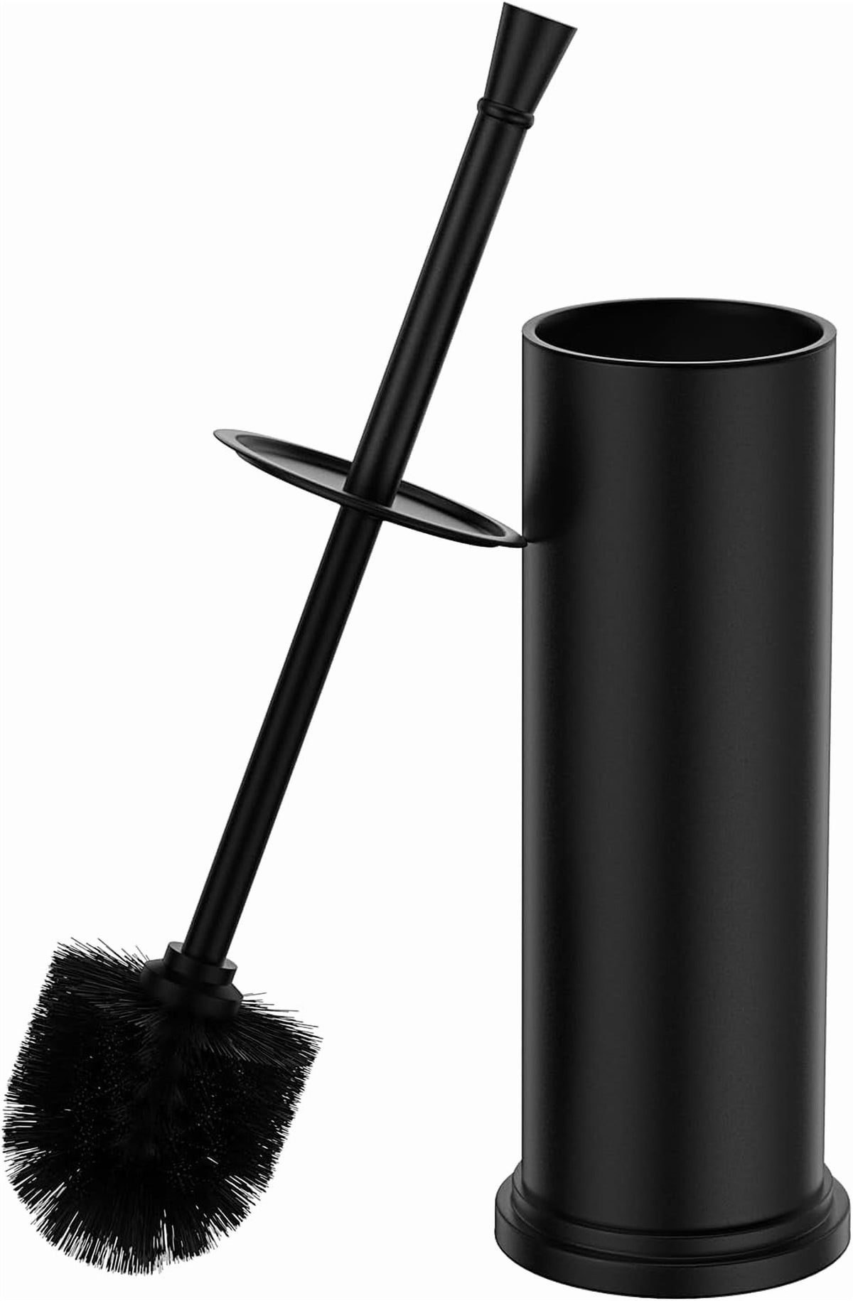 Black Toilet Brush and Holder，Extra Long Handled Black Toilet Brush for Bathroom，Stainless Steel Heavy Duty Toilet Bowl Brush,Deep Cleaning Modern Toilet Cleaner Brush -Space Saving