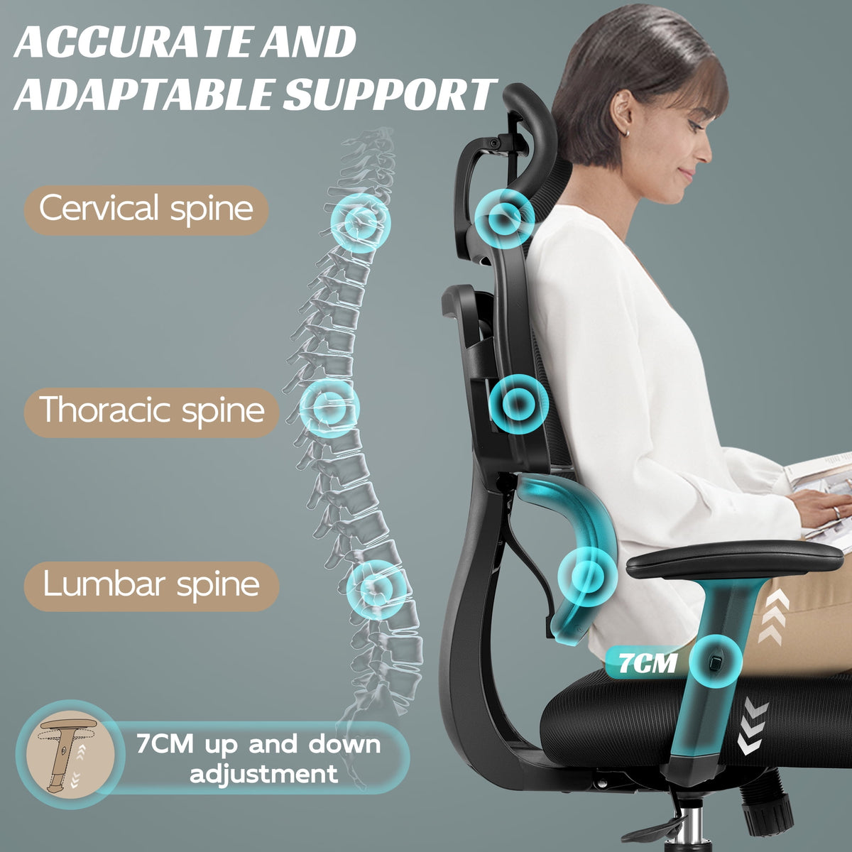 COOLHUT Ergonomic Office Chair, High Back Desk Chair, Breathable Mesh Computer Chair with Lumbar Support, Comfy Foam Cushion Home Office Chair, 300lbs, Black