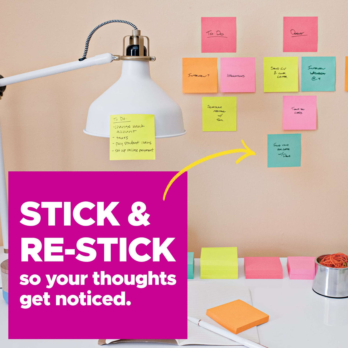 Post-it Super Sticky Notes, 3 in. x 3 in., Supernova Neons, 24 Pads